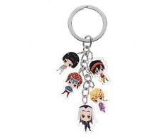 Templom SIX JoJos Bizarre Adventure Schlüsselanhänger Metallfiguren Anhänger Puppe Japanischer Anime Schlüsselanhänger