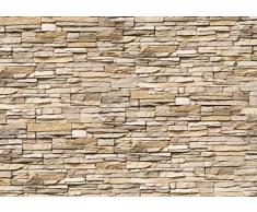 wandmotiv24 Fototapete Stone Natur XL 350 x 245 cm - 7 Teile Fototapeten, Wandbild, Motivtapeten, Vlies-Tapeten Naturstein,Asien, Steinmauer M0239