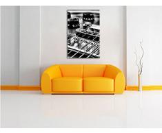 Pixxprint Black and White Guitar, Gitarre als Leinwandbild | Größe: 80x60 cm | Wandbild | Kunstdruck | fertig bespannt