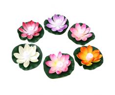 Uonlytech 6 Stück Schwimmende Blumen LED Kerzen Künstliche Seerosen Lotus 18CM Wishing Laterne Garten Teich Pool Ostern Festival Party Dekoration (Gemischte Farbe)