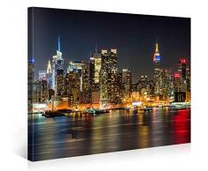 nobrand Leinwand Malerei Kunstdruck Manhattan Nacht Groß New York Cityscape Wandkunst Dekor Moderne Galerie Kunstwerk Leinwand Bild 40x50cm (15,7x19,7 Zoll) Kein Rahmen