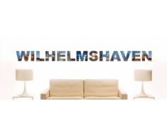Wandtattoo farbige Wandschrift Städtename Wilhelmshaven mit Sehenswürdigkeiten 120 x 9 cm Länge