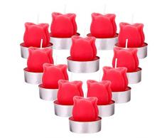 Allinlove 16 Stück Rosenkerzen Rote Teelichter Rot Rosen Kerzen Rosenkerze Hochzeit Handgemacht Rosenform Kerze für Geburtstag Vorschlag Valentinstag Taufe Datierung Party Geschenke