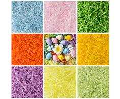 Naler Geschreddertes Papier Ostern Papierschnitzel Bunte Osterdeko Polstermaterial Korb Füllung für Osternest Osterkorb - 8 Farben, 450 Gramm