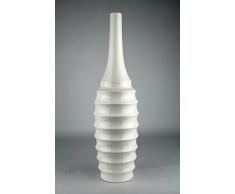 Handmade Vase Blumenvase Tischvase aus Keramik Wellen-Form - Weiß - Handarbeit Designvase Raumdekoration Deko Pflanzen Dekoration - 50 x 13 x 13 cm