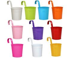 Yaheetech 10er Hängetöpfe Set Pflanztopf Blumentopf Übertopf Pflanzenhalter mit Haken Balkon Wanddekoration