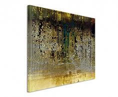 Paul Sinus Art XXL Fotoleinwand 120x80cm Vintage Mosaik mi Beige, Braun, Blau, Grau, Schwarz und Weiß auf Leinwand Exklusives Wandbild Moderne Fotografie für ihre Wand in vielen Größen