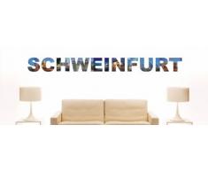 INDIGOS UG - WANDTATTOO / Wandsticker / Wandaufkleber / Aufkleber farbige Wandschrift Städtename Schweinfurt mit Sehenswürdigkeiten 180 x 16 cm Länge