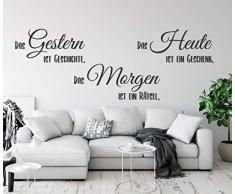 tjapalo® a116 Wandtattoo Gestern ist Geschichte Wandtattoo Wohnzimmer Sprüche Zitate Wandsticker Flur modern, Farbe: Schwarz, Größe: B100xH36cm