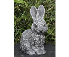 Steinfigur Hase in Schiefergrau, Deko-Figur Garten Osterdeko Steinguss