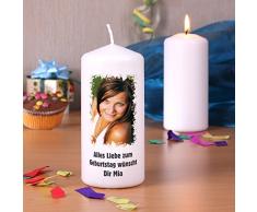 Herz & Heim® Kerze Stumpenkerze mit gedruckten Foto und Wunschtext Gratis, 150/67mm Brenndauer 45 h