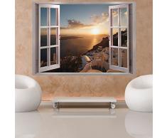 3D WANDILLUSION 140x100 cm Wandbild Fototapete Poster XXL Fensterblick Vlies Leinwand Panorama Bilder Dekoration Natur Landscape