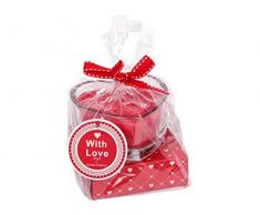 Monsterzeug Liebeskerze mit Rosenduft, Teelicht im Herz Glas, Wachs Duftkerze, Romantisches Valentinstag Geschenk, Rot