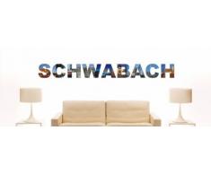 INDIGOS UG - WANDTATTOO / Wandsticker / Wandaufkleber / Aufkleber farbige Wandschrift Städtename Schwabach mit Sehenswürdigkeiten 80 x 11 cm Länge