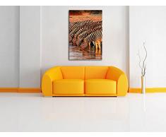 Safari mit Zebras in Afrika, Format: 60x40 auf Leinwand, XXL riesige Bilder fertig gerahmt mit Keilrahmen, Kunstdruck auf Wandbild mit Rahmen, günstiger als Gemälde oder Ölbild, kein Poster oder Plakat