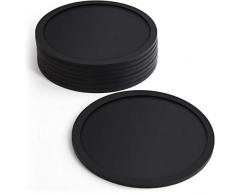 igadgitz Home U6901 – BPA-frei Glasuntersetzer Silikon Anti-Rutsch Untersetzer Gläser, 8er Set - Runde, Pint Glass Größe, Kaffeetassen, Teetassen und Flaschen - Partys, Home, Office und mehr - Schwarz