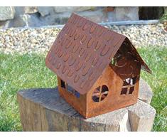 Edelrost Windlicht Gartenvilla Haus Höhe ca. 19 cm