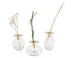 Luuk LIFESTYE Filigrane Glas Vase Deko Set, Kugel Design, Glas Vase klein, rund, Glaskugelvase, Deko Vase, Vase modern, Vase Set, Vintage Stil, skandinavischens Design, Rundglas, Gold Messing