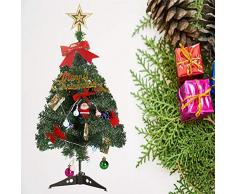 Klein Künstlicher Weihnachtsbaum mit LED Beleuchtung - Motent 60cm Christbaum mit Ständer und Weihnachtsschmuck Mini Tannenbaum DIY Weihnachten Dekoration für Hause Küche Party Festival Winter