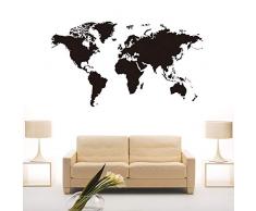 BeyondTreasure Weltkarten Wandtattoo Erde Welt Globus | Schwarz in verschiedenen Größen | Schlafzimmer Wohnzimmer Schrank Wandsticker Wandaufkleber (33 x 59)