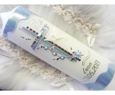 Taufkerze Kommunionkerze Junge Mädchen 250/70 mm VT-11 inkl. Zubehör für selbstbeschriften