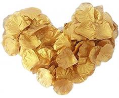 Doitsa Künstliche Dekoration Rosenblätter 1000 Rosenblüten aus Seide für Hochzeits- oder Partydekoration Braut Rosenblätter Seide Rosenblätter 5 cm × 5 cm Gold