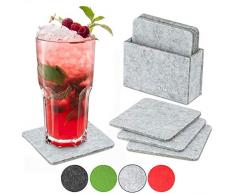 bellendo® Glasuntersetzer Filz 8er Set, Design Filzuntersetzer für Gläser mit Box - 10x10cm – Untersetzer eckig, hellgrau