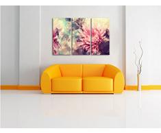 Romantische Blumen Pinsel Effekt 3-Teiler Leinwandbild 120x80 Bild auf Leinwand, XXL riesige Bilder fertig gerahmt mit Keilrahmen, Kunstdruck auf Wandbild mit Rahmen, gänstiger als Gemälde oder Ölbild, kein Poster oder Plakat