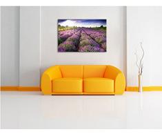 Lavendelfeld Provence Bild auf Leinwand, XXL riesige Bilder fertig gerahmt mit Keilrahmen, Kunstdruck auf Wandbild mit Rahmen, guenstiger als Gemaelde oder Bild, kein Poster oder Plakat, Format:100x70 cm