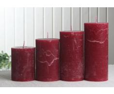 Rustik-Stumpenkerzen-Adventsset, mittel 6 cm Ø rubinrot-bordeaux