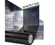 Coavas Sonnenschutzfolie Fensterfolie Spiegelfolie Selbstklebend Statisch Glasfolie Wärmegrad Kontrolle Blendschutz Anti-UV Tönungsaufkleber für Home und Büro 60 x 200 cm Schwarz