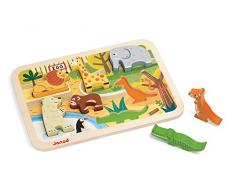 Janod J07022 - Chunky Holzfiguren-Puzzle Zoo, 7 Teile/Display 4 Stck.