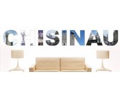 INDIGOS UG - Wandtattoo Wandsticker Wandaufkleber Aufkleber - W1116 Mehrfarbige Wandschrift mit Sehenswürdigkeiten und Stadtnamen Stadt Chisinau 80x11