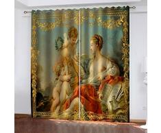 OIUEUNM Engelsfigur Gardine Vorhänge 2 Stück Verdunklungsvorhang Verdunklungsgardinen mit Ösen schwarz-203cmX 213cm