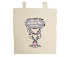Geschenk Ostern Tragetasche Verpackung fürs Osternest - lustiges Motiv OSTERHASE CARTOON in beige : )