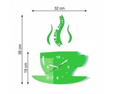 TASSE Time for coffee (Zeit für Kaffee) Moderne Küche Wanduhr grün, 3d römisch, wanduhr deko