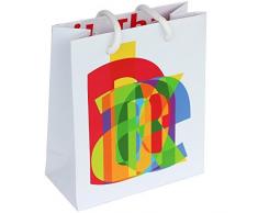 5 Geschenktaschen mit Danke Aufdruck - Geschenktüte/Papiertasche matt - Alternative für Geschenkpapier (Danke)