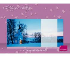 Weihnachtspapier Kapelle im Abendrot, 20 Blatt Motivpapier 90g/qm und 20 passende Motivumschläge DIN LANG