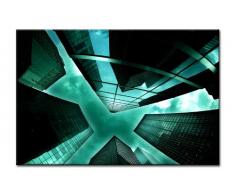 TOP Bild auf Leinwand SKYSCRAPER STYLE 80 x 60 cm Art-Nr. A00834 MANHATTAN Moderne Bilder fertig gerahmt auf echtem Keilrahmen. Kunstdruck als Wandbild auf Rahmen. Günstiger als Ölbild Gemälde Poster Plakat mit Bilderrahmen