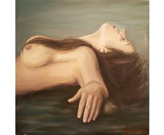 Weiblicher Akt. Porträt einer Frau Ölgemälde auf Leinwand 60x60 cm Bild
