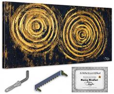 exclusive-gallery I Monica Mirafiori I Gemälde Black & Gold I 140x70cm | XXL Leinwandbild handgemalt | Acrylgemälde auf Leinwand | Sehr großes Acrylbild auf Keilrahmen