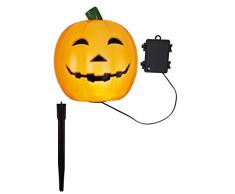 LED-Halloweenleuchte Kürbis ca. 18 x 18 cm, Farbe orange mit Erdspieß, Batterie, Timer, Outdoor