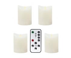 LED-Kerzen-Set flammenlos flackernd batteriebetrieben mit Fernbedienung Timer und Dimmer aus Echtwachs zur Weihnachtsdekoration
