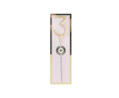 Hotex Wunderkerze Zahl 3 - 20,0 x 6,0 cm Gold - ALS Partyzubehör oder Geschenk