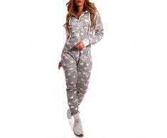 Crazy Age Jumpsuit Strampler Ganzkörperanzug Overall Sternen Weihnachtssterne Kuschelig Warm (XS, Hellgrau)
