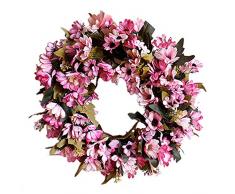 Supreme glory Deko Kranz Wandkranz Türkranz Handgefertigt Kranz Blumenkranz Künstliche Dekorative Landschaftsbau für Frühling Sommer Ostern 35CM