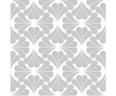 murando Tapete selbstklebend 10m Wandtattoo dekorative Möbelfolie Dekorfolie Fotofolie Panel Wandaufkleber Wandposter Wandsticker - geometrisch Ornament grau weiß f-B-0173-j-b