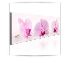 decomonkey Bilder Blumen Orchidee 120x40 cm 1 Teilig Leinwandbilder Bild auf Leinwand Vlies Wandbild Kunstdruck Wanddeko Wand Wohnzimmer Wanddekoration Deko Orchid rosa Blumen Asien