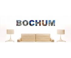 Wandtattoo farbige Wandschrift Städtename Bochum mit Sehenswürdigkeiten 180 x 27 cm Länge