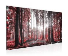 Bilder Wald Landschaft Wandbild Vlies - Leinwand Bild XXL Format Wandbilder Wohnzimmer Wohnung Deko Kunstdrucke Rot 1 Teilig - MADE IN GERMANY - Fertig zum Aufhängen 503812c